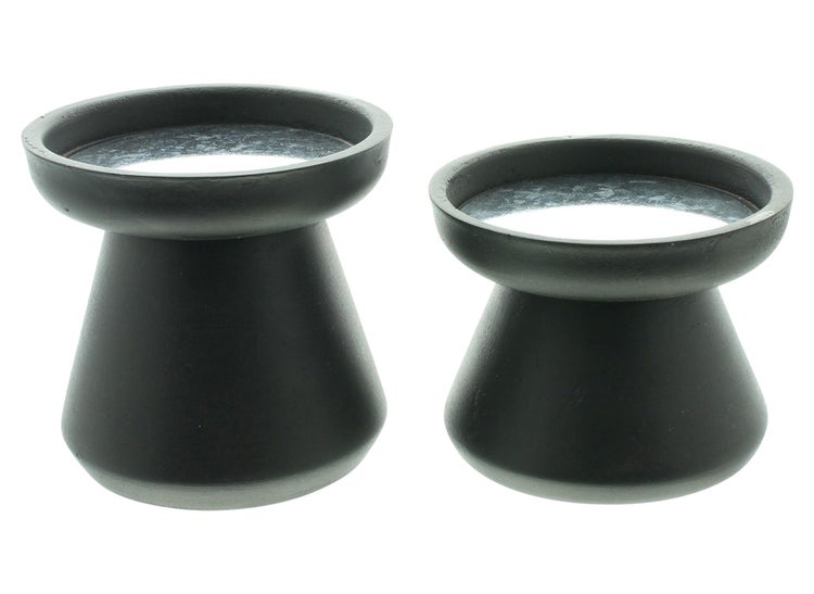 FRANK FLECHTWAREN | Kerzenhalter Black, 2er Set, MDF, METALL, 10 x 10 x 8,5 cm, 10 x 10 x 10,5 cm
