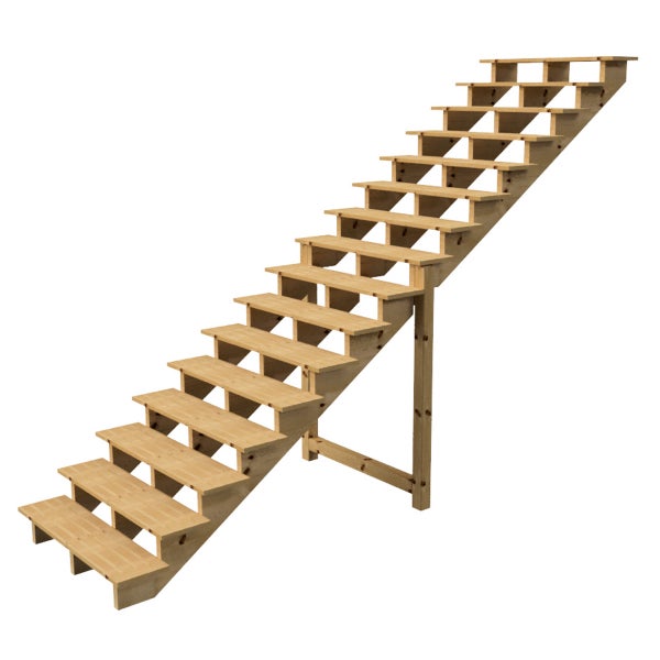 Holztreppe mit dreizehn Stufen