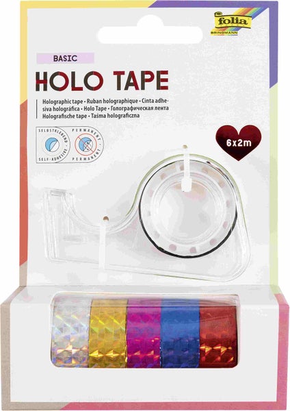 Folia  Holo Tape BASIC, 12mmx2m, 6 Rollen, farbig sortiert