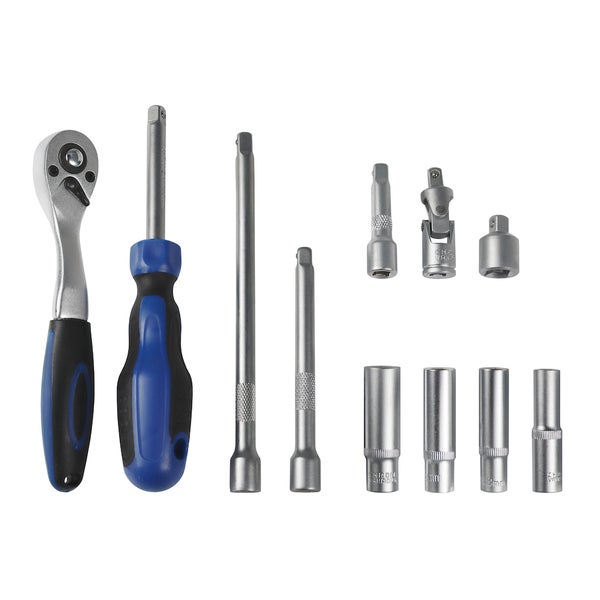 PROREGAL Werkzeug Satz für Werkstattwagen Cheetah Plus Steckschlüssel Garnitur 1/4 63 Teile mit Schaumstoff Schubladeneinlage HxBxT 3,5 x 40 x 19 cm