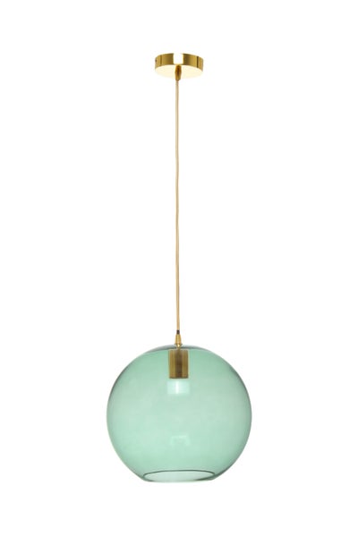 Glaskugel Hängelampe in Grün, Pendellampe aus Glas 36 cm | Wohnzimmer Esszimmer Leuchte