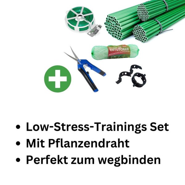 Low-Stress-Training Set Small – Komplettes Pflanzenschutz- und Anbaumaterial für stressfreies Wachstum im Garten & Growbox, inklusive Pflanzennetz, Draht, Rankhilfen & Zubehör