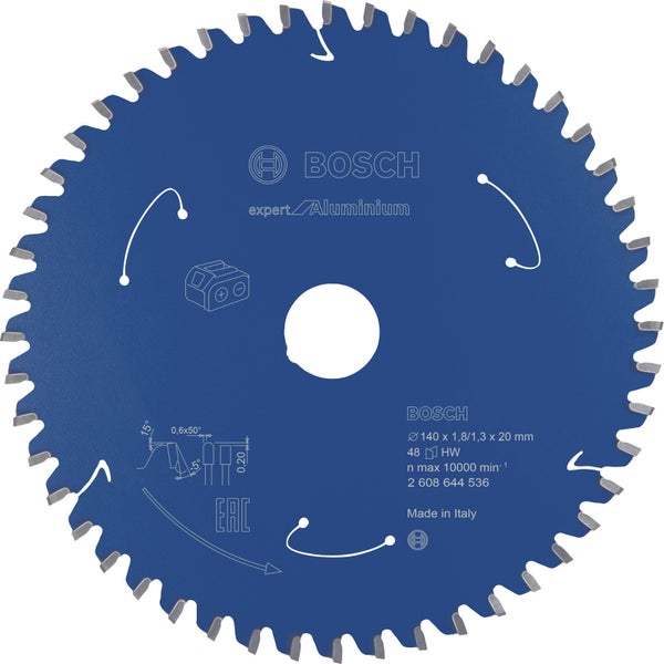 Bosch Kreissägeblatt Expert for Aluminium für Akku-Handkreissägen 140 x 1,8 / 1,3 x 20 48 Zähne - 2608644536