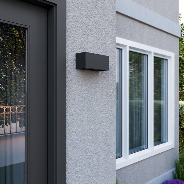 Lucande Wandleuchte außen Bente (spritzwassergeschützt (Modern) in Schwarz aus Aluminium (1 flammig, E27) - Außenwandleuchten Wandlampe Led Außenlampe Outdoor für Außenwand/Hauswand