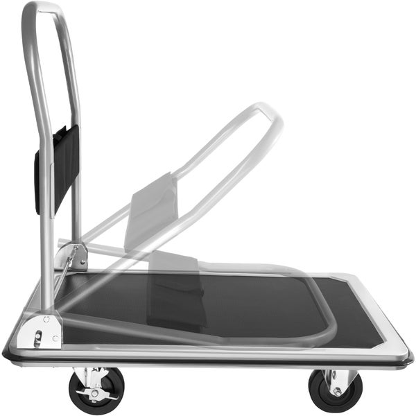 Plattformwagen tectake  Ladefläche 90 x 61 cm klappbarer Handgriff mit Aufbewahrungsfach schwarz