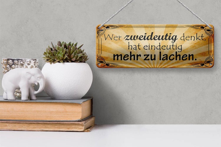 Blechschild Spruch 27x10cm wer zweideutig denkt hat Dekoration