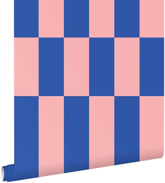 ESTAhome Tapete Streifen Rosa und Königsblau - 50 x 900 cm - 130921