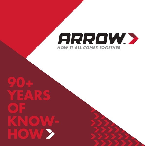 Arrow Logo mit dem Text mehr als neunzig Jahre Know-how.
