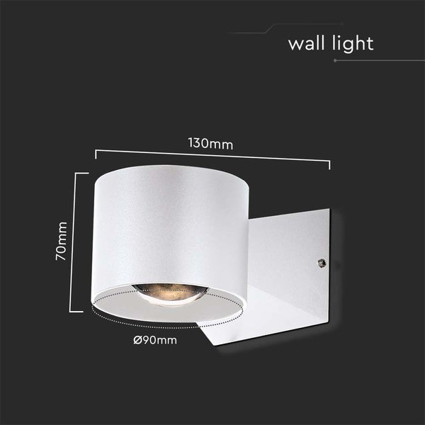 V-TAC VT-1179-W - LED-Wandleuchten - Rund - IP65 - Weißes Gehäuse - 5 Watt - 500 Lumen - 4000K