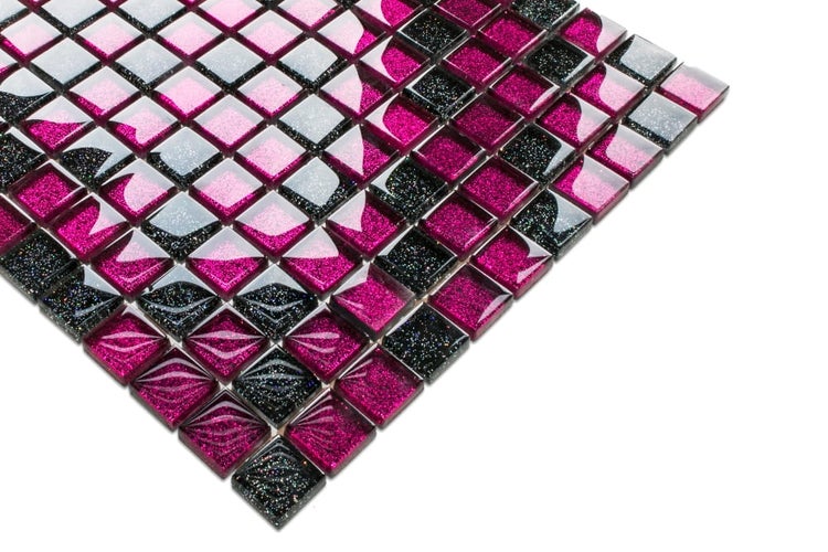 Glasmosaik auf Netz für Bad und Küche 30cm x 30cm  - Purple Sunset