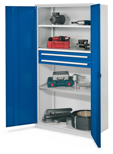 Werkstattschrank mit Regalen und Werkzeugen