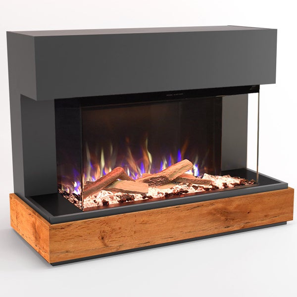 Glow Fire Elektrokamin 'Curie' | LED Standkamin in grau mit Heizung (1500 W) | HxBxT: 114x89x53cm