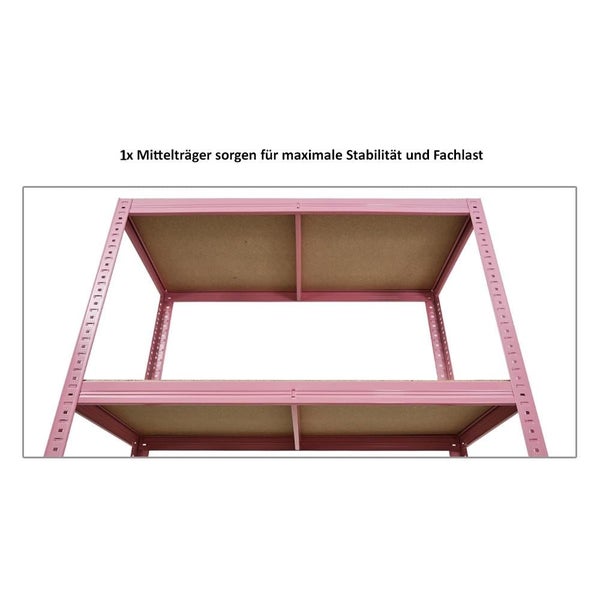 Berlinlodge Mega Deal 5x Wohnregal PINK LADY, HxBxT 180x90x40cm, Fachlast 175kg, 5 Ebenen, Pink, Bücherregal, Standregal, Büroregal für Wohnzimmer, Schlafzimmer, Arbeitszimmer