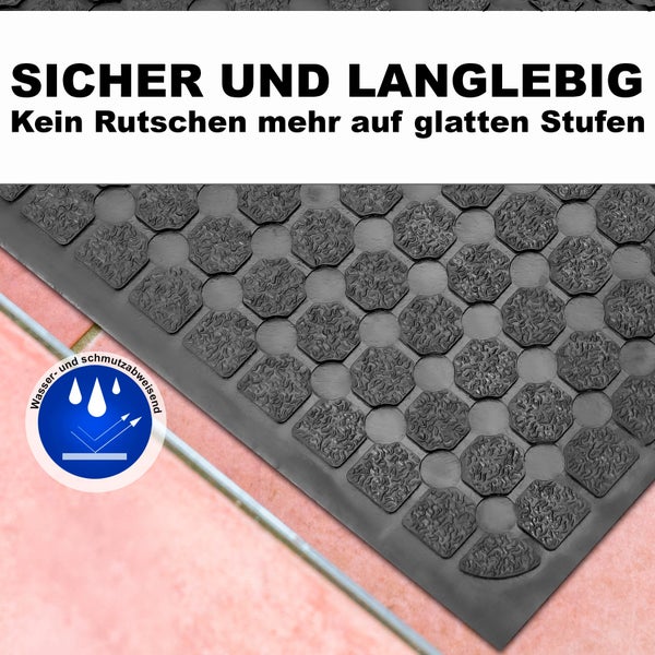 BigDean 3 Stück Stufenmatten aus Gummi – 75 x 25 cm – Outdoor Treppenstufenmatten – Anti Rutsch Gummimatten Wild Design