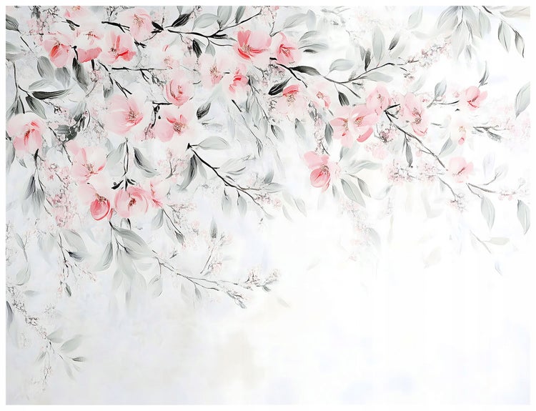 Fototapete Blumen Grün Blätter Vlies Tapete Wohnzimmer 350x250 cm