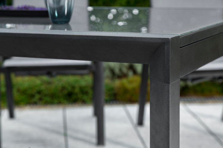 Semi Ausziehtisch, 180 (250) x 90 cm, Graphit, Aluminium