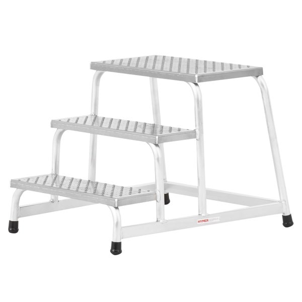 Dreistufige, silberfarbene Aluminiumtreppe