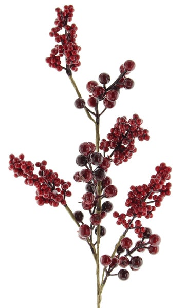 FRANK FLECHTWAREN | Deko-Zweig Rote Beeren, KUNSTSTOFF, METALL, Gesamtlänge 73 cm