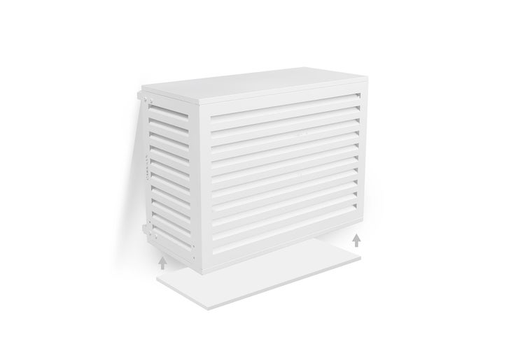 Wärmepumpenverkleidung mit Lamellen zur Wandmontage