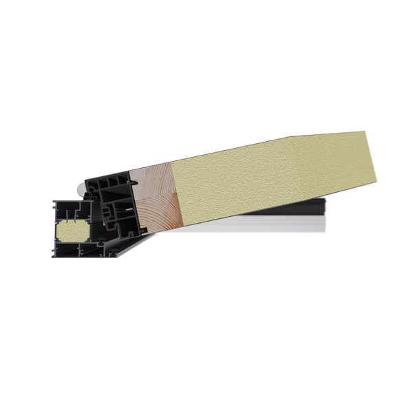 Hausfassade mit Eingangstür, Fenster und Außenbeleuchtung