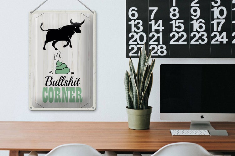 Blechschild Spruch Bullshit Corner Stier 20x30cm Wanddeko