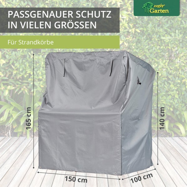 Mehr Garten Strandkorb Schutzhülle Winterfest I Abdeckung Gartenmöbel Winterfest I Gartenmöbel Abdeckung Wasserdicht I UV-beständig & wetterfest I 165x100x165/140cm I Oxford 600D Gewebe