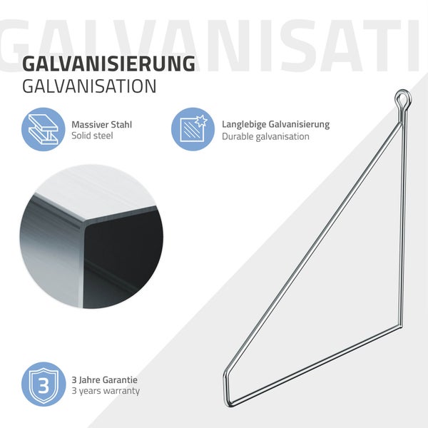 ML-Design 4 Stück Regalhalterung 250mm, Silber, Metall, Dreieckige Regalhalterungen, Schwebe Regalwinkel, Draht Wandhalterung, Regalträger für Wandmontage, Wandregal Wandkonsole Hängeregal Regalstütze