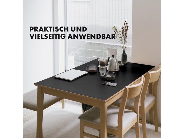 FLOORDIREKT Tischfolie Empire - mit abgeschrägter Kante - 1,5 mm Stärke - Schwarz - 90 x 240 cm