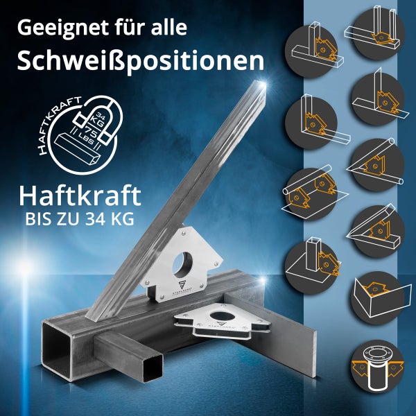 STAHLWERK Magnet-Schweißwinkel 45° x 90° x 135°, 34 kg / 75 lbs 4er Set