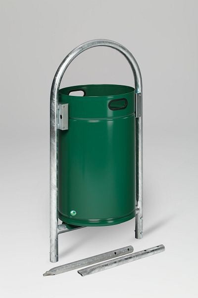 PROREGAL Robuster Rohrbogenständer Für Abfälle Zum Einbetonieren 60 Liter HxBxT 145 x 60 x 40 cm Verzinkter Stahl Grün