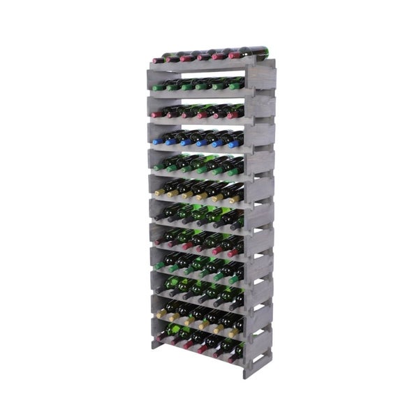 Weinregal VINOTECA FLEX PRO HxBxT 163x65x28cm 72 Flaschen auf 12 Ebenen Massives Kiefernholz Grau