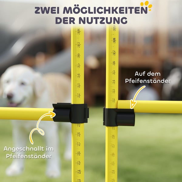 PawHut Agility Set Hunde 4-teiliges befüllbar Agility-Ausrüstung für Hundetraining Steckhürdenset mit höhenverstellbar Hürden Tragetasche Trainingszubehör Koordinationstraining für Spiele Training