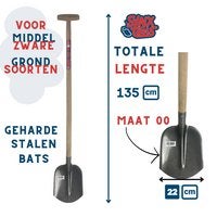 Spaten mit Holzgriff und gehärtetem Stahlblatt, 135 cm lang