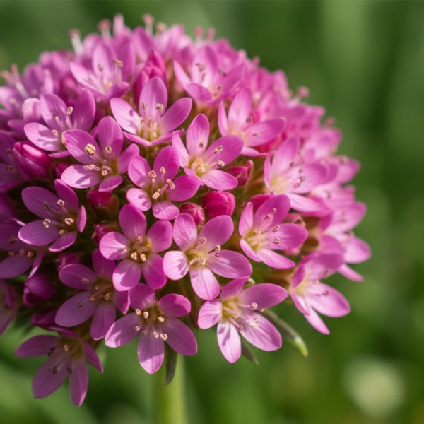 Nahaufnahme einer rosafarbenen Blüte der Roten Spornblume Centranthus ruber