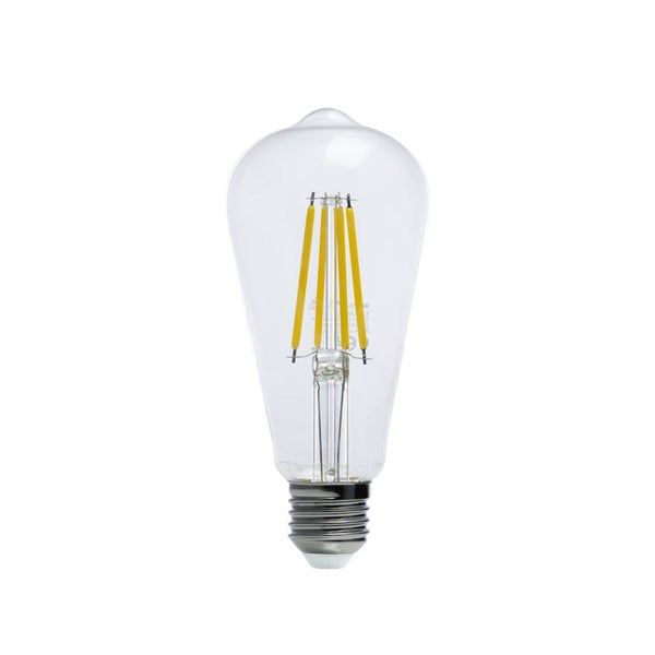 LED-Filament-Leuchtmittel in Edison-Form aus klarem Glas mit E27-Sockel.
