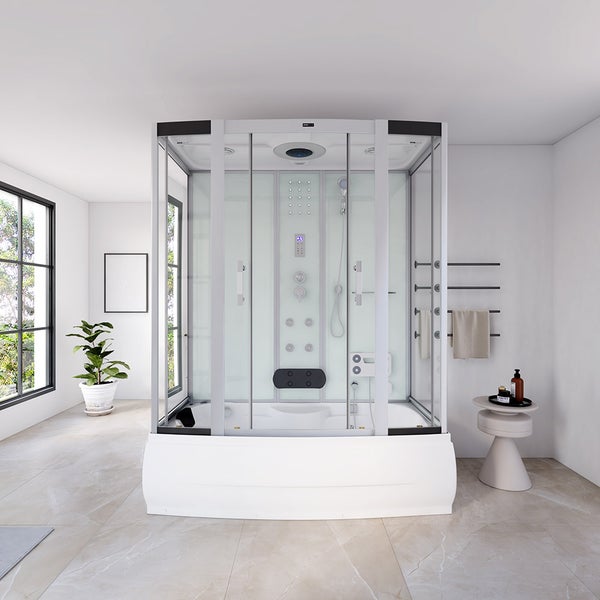 Home Deluxe - Dampfdusche DIAMOND - Weiß, Maße: 170 x 90 x 220 cm - inkl. Radio, Regendusche und komplettem Zubehör I Dampfsauna, Badewanne, Whirlpool, Dusche