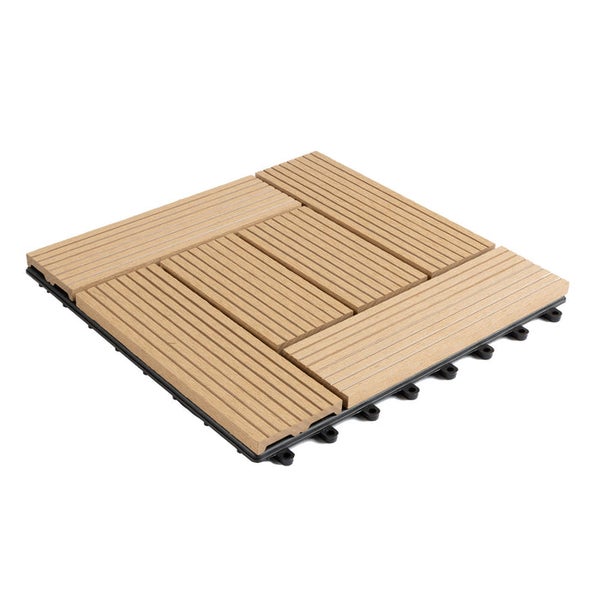 FLOORDIREKT WPC Klickfliesen Classic - für Balkon und Terrasse 30 x 30 cm - Teak 11er-Set 1 m²