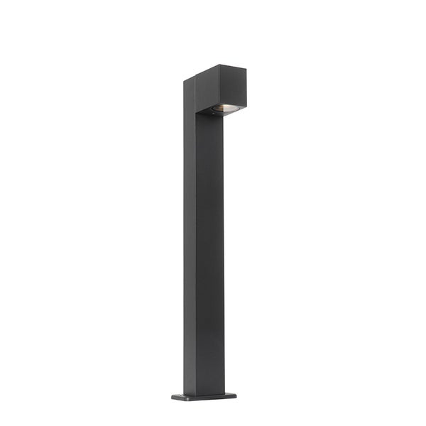 Moderne Wegeleuchte aus Metall in Anthrazit mit eckigem Gehäuse und nach unten gerichteter Lichtquelle.