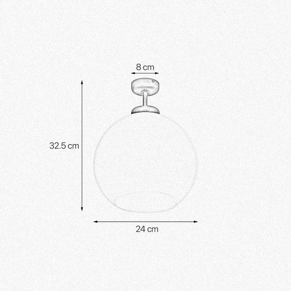 Skizze einer Deckenleuchte mit den Maßen 32,5 cm Höhe und 24 cm Durchmesser