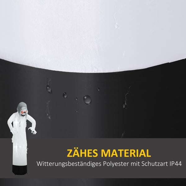 Outsuuny Geisterhexe mit roten Augen aufblasbar Halloween Hexen Deko für den Innen und Außenbereich mit LED-Lichtern 77 x 47 x 180 cm Weiß