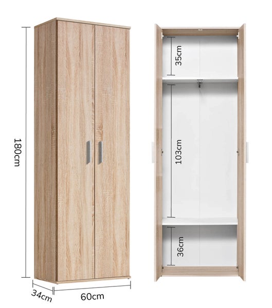 mokebo Garderobenschrank in Braun 'Der Lange', Flurschrank mit Kleiderstange oder Mehrzweckschrank
