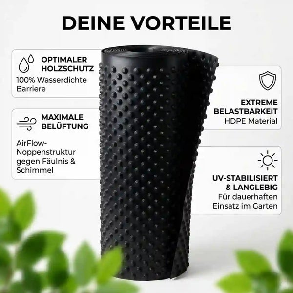 Rolle aus Noppenbahn aus HDPE zur Feuchtigkeitssperre mit Merkmalen wie Wasserschutz Belüftung Haltbarkeit und UV Beständigkeit für den Gartenbau