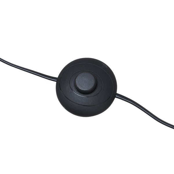 Runder Trittschalter aus Kunststoff in Schwarz mit Kabel.