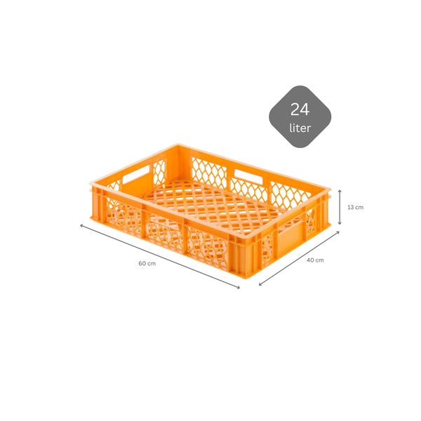 PROREGAL Eurobehälter Bäcker- und Konditorenkasten HxBxT 13 x 40 x 60 24 Liter Gelb-Orange Brötchenkiste stapelbare Bäckerkiste