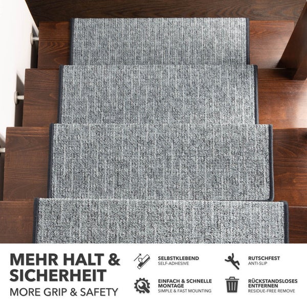 FLOORDIREKT Stufenmatte Alto - Selbstklebend - Hellblau - Rechteckig - 23,5 x 65 cm
