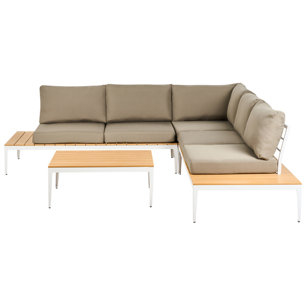 Gartenlounge-Set mit Ecksofa, Tisch und Polstern