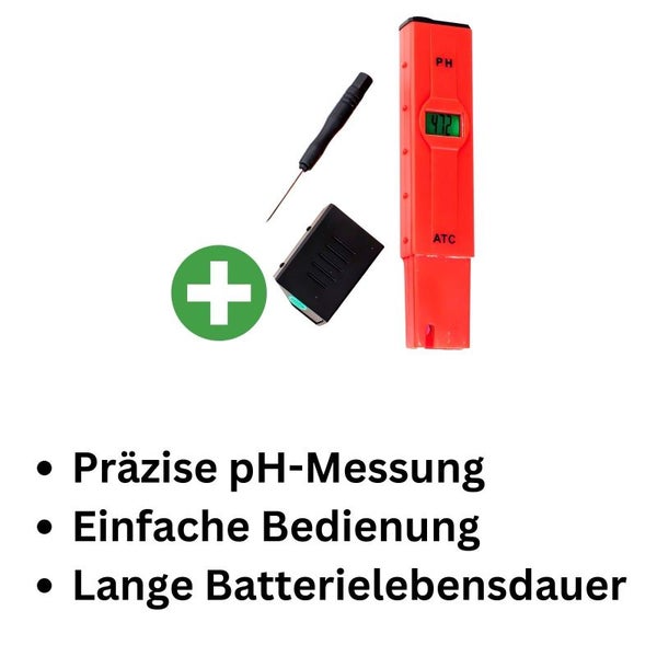 VGH Digitales pH-Messgerät – Präzise, wasserfest & selbstkalibrierend für Garten & Hobby | 1-14 pH Bereich, robustes Design, einfach zu bedienen
