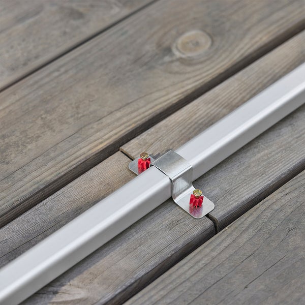 Befestigung einer Metallschiene auf einem Holzdeck