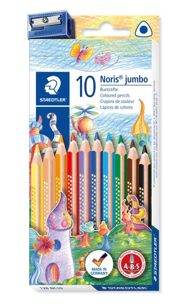 STAEDTLER Buntstifte Noris jumbo 10er Set + Spitzer