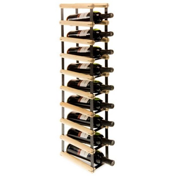 PROREGAL Modulares Weinregal Vinotega Mod Metal HxBxT 92,5 x 12,5 x 24,5 cm 1 x 9 Flaschen Massives Kiefernholz Natur